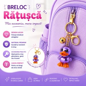 Set 12 Brelocuri Rățușcă 5 cm – Mix Culori Metalizate, Accesorii Drăguțe pentru Chei și Genți - Img 3