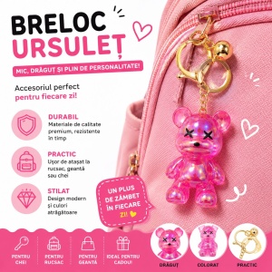 Set 12 Brelocuri Ursuleț 5,5 cm – Mix Culori Holografice, Accesorii pentru Chei, Ghiozdan și Geantă - Img 3