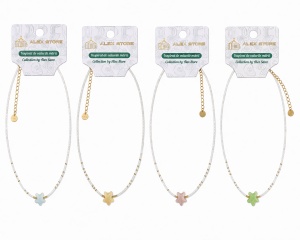 Set 12 Coliere Roxe, 40cm, Reglabile cu Margele Albe si Pandantiv Steluta Colorata