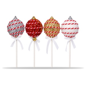 Set 12 decoratiuni de brad de Craciun tip acadea, cu fundita, culori asortate, 17cm