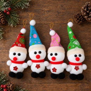 Set 12 decorațiuni de Crăciun, figurine om de zăpadă din PVC, cu șnur pentru brad, 16x6 - Img 4