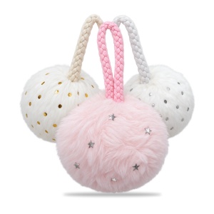Set 12 globuri pufoase decorative, model asortat roz si alb, cu snur de suspendare, 23x18cm