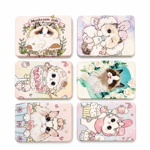 Set 12 oglinzi cosmetice compacte 8.5x6 cm, modele cu pisicute adorabile - Img 2