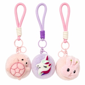 Set 12 oglinzi de plus 8 cm, breloc pufos modele adorabile