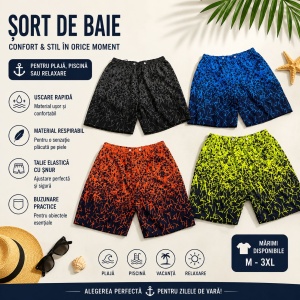 Set 12 Sorturi de Baie Bărbați – Culori și Mărimi Diferite, Uscare Rapidă, Model Modern - Img 2
