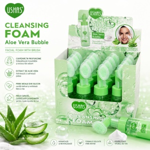 Set 12 Spumă de Curățare Facială cu Aloe Vera și Perie din Silicon USHAS, 240g - Img 2