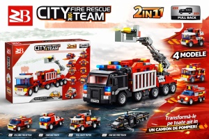 Set 16 jocuri constructie vehicule pompieri interconectabile, modele multiple, copii - Img 2
