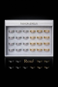Set 24 Inele ROXE Romantic Heart Glow – Auriu & Argintiu, Reglabile, Design Elegant cu Inimă Roz - Img 2
