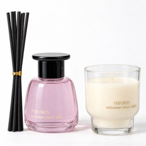 Set aromaterapie cu lumânare parfumată și difuzor cu bețișoare, aromă florală, roz, 24 x 16 cm - Img 4