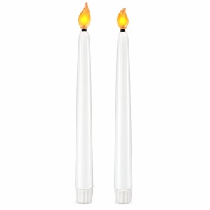 Set de 2 Lumânări LED cu efect de flacara realist, conice, alb , 25cm - Img 2