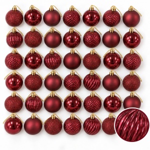 Set de 36 globulete de Crăciun, bordo, din plastic, modele combinate in set, 30x15 cm - Img 9
