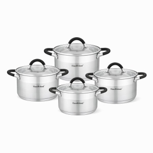 Set de vase de gătit din oțel inoxidabil, 4 piese, culoare HR121-1, ideal pentru orice bucătărie