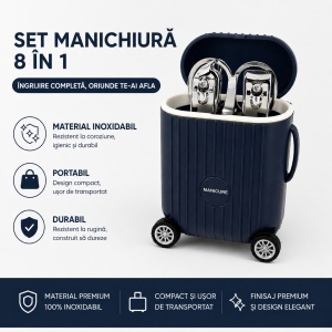 Set Manichiură Profesional cu Husă Troller Albastru – Kit Portabil pentru Îngrijirea Unghiilor - Img 3