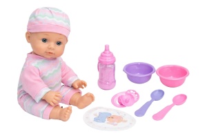 Set păpușă bebeluș din plastic cu accesorii de hrănire și haine detasabile, 32 cm - Img 2