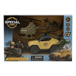 Set vehicule militare cu elicopter, jeep, motocicleta si soldat , jucarie copii 3+ - Img 2