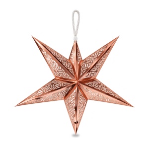 Stea decorativă de Crăciun, cu agățătoare, rose-gold, aprox. 60 x 55 cm, plastic și PVC - Img 5