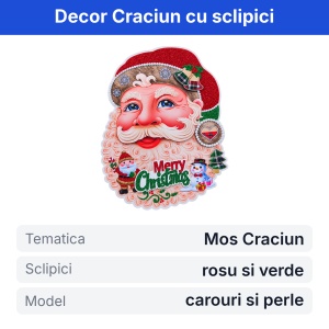 Sticker decorativ Craciun, model Mos Craciun cu sclipici, pentru geam si perete, 45x30cm - Img 2