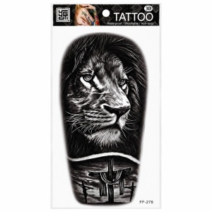 Tatuaj Temporar Semipermanent Leu și Cruce – 18 cm, Rezistent la Apă
