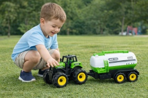 Tractor cu remorca cisterna apa, jucarie ferma copii, Farm Car 38.5 cm - Img 3