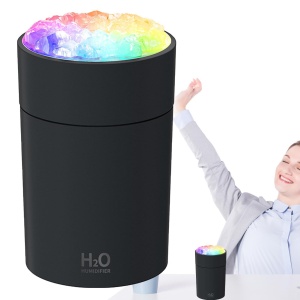Umidificator aer USB cu lumini RGB, difuzor aromaterapie compact, silentios, negru - Img 2
