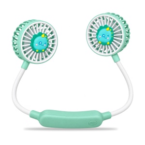 Ventilator de gât portabil cu 3 trepte de viteză, USB, model dinozaur, verde mentă - Img 3