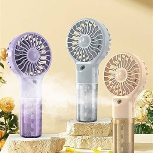 Ventilator portabil cu pulverizare apa, 4 trepte viteza, rezervor apa, reincarcabil USB, mov - Img 3