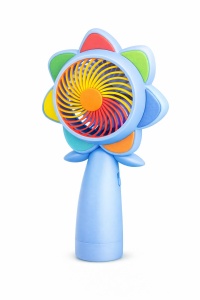 Ventilator portabil mini LED, reincarcabil USB, design colorat, compact, albastru