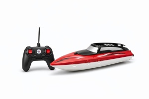 Yacht cu radiocomanda de mare viteza pentru apa design sport rosu/ albastru 34.5x12x15 cm