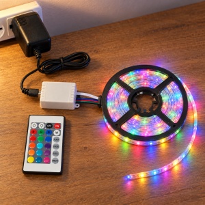 Bandă LED RGB de Crăciun cu telecomandă, SMD 2835, 5 m, 12 V, ambalaj 24 x 15 cm - Img 6