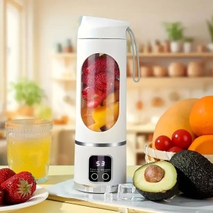Blender portabil electric 450ml pentru smoothie si shake, reincarcabil USB Type-C, alb - Img 2