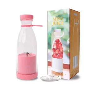 Blender portabil USB pentru smoothie si sucuri, mini mixer reincarcabil 420 ml roz - Img 2