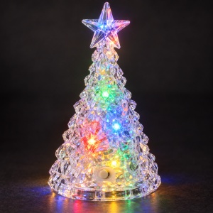 Brăduț decorativ de Crăciun cu LED multicolor, set 12 bucăți, baterii, 8,5x4,5 cm - Img 4