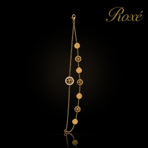 Bratara aurie Roxé cu discuri si elemente decupate, reglabila 17.5+4 cm - Img 2