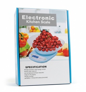 Cântar de bucătărie electronic, plastic, ecran digital, albastru - Img 2