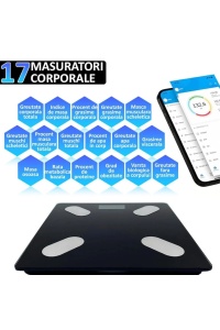 Cântar digital inteligent Bluetooth negru cu ecran LED și tehnologie STEP-ON - Img 4
