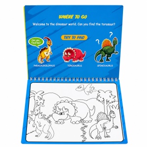 Carte reutilizabila cu apa pentru colorat copii, Dinozauri, 23x33cm - Img 2