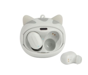 Căști wireless Bluetooth TWS cu carcasă forma pisică și breloc, încărcare USB-C - Img 2