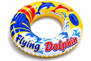 Colac gonflabil copii cu manere, model delfini, 90 cm, pentru piscina si mare
