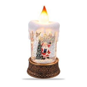 Decoratiune luminasa in forma de lumanare LED cu Mos Craciun si braduț, 19,5 cm - Img 2
