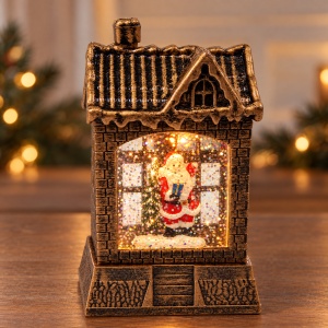 Decoratiune luminoasa de Crăciun cu Moș Crăciun și brad, din plastic , 10,5x5,5 cm - Img 5