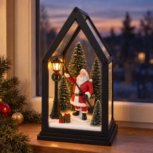 Decoratiune luminoasa de Crăciun cu muzica, model cu Moș Crăciun, 41 × 22 cm - Img 4