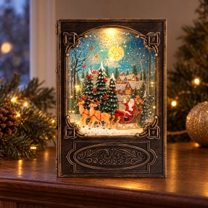 Decoratiune luminoasa de Crăciun tip carte, cu muzică, 26x17 cm - Img 5