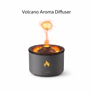 Difuzor aroma tip vulcan cu efect lava si flacara LED, umidificator si aromaterapie