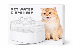 Dispenser apa automat animale, fantana apa pisici si caini 2.5L, filtrare multipla, USB, alb