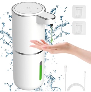 Dozator Automat Sapun cu Senzor, Montare Perete sau Masa, USB-C, Rezervor 380ml, Alb - Img 2