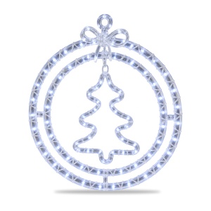 Figurina brad luminoasa LED, decoratiune Craciun de exterior, alb rece, 34x33cm