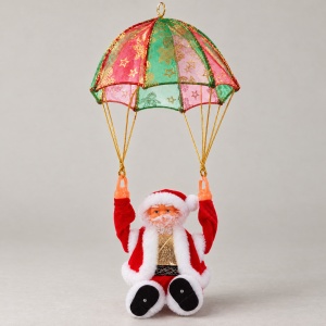 Figurină Moș Crăciun cu parașută, sunete și mișcare, 60 cm - Img 6