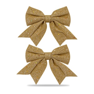 Fundiță decorativă de Crăciun aurie cu sclipici, set 2 bucăți, 90x18 cm - Img 2