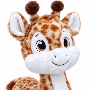 Girafă de pluș, blană portocalie cu pete maro, 60 cm - Img 7