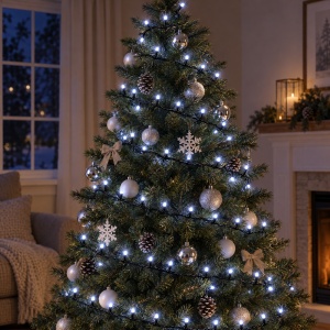 Instalatie LED tip Liniara, 100 LED, Fir Negru, Lumina Alba Rece, Interconectabila - Img 4